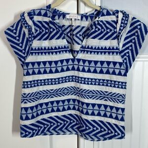 Marea by Liz Joy Grace Flutter Sleeve Top Blouse size small 100% cotton India